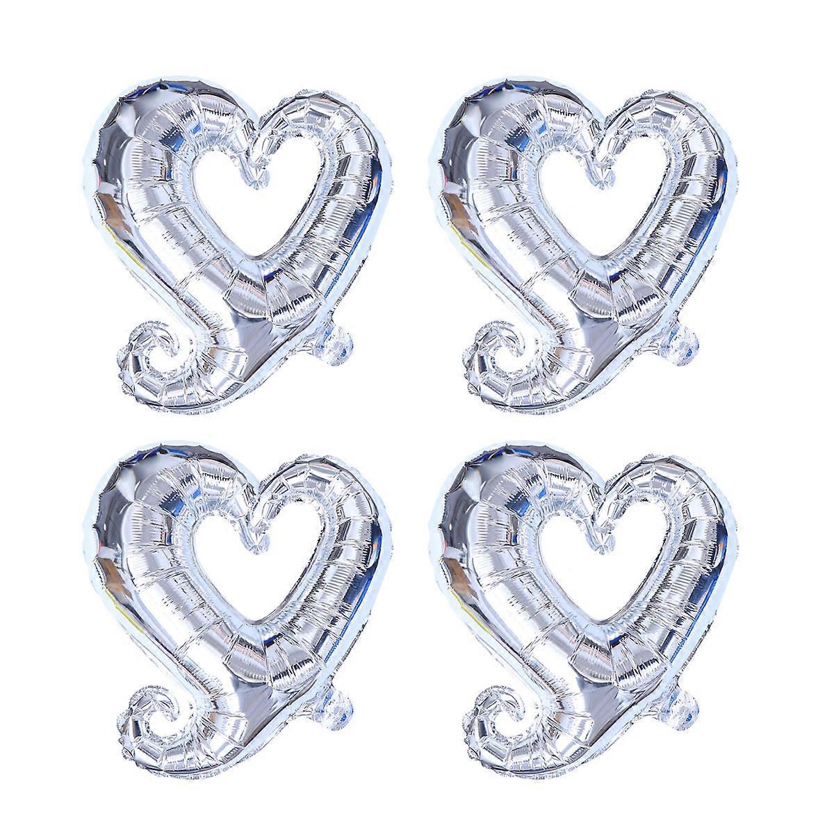 Balão de festa em forma de coração Foil Silver 18 polegadas 4 peças de decoração de parede