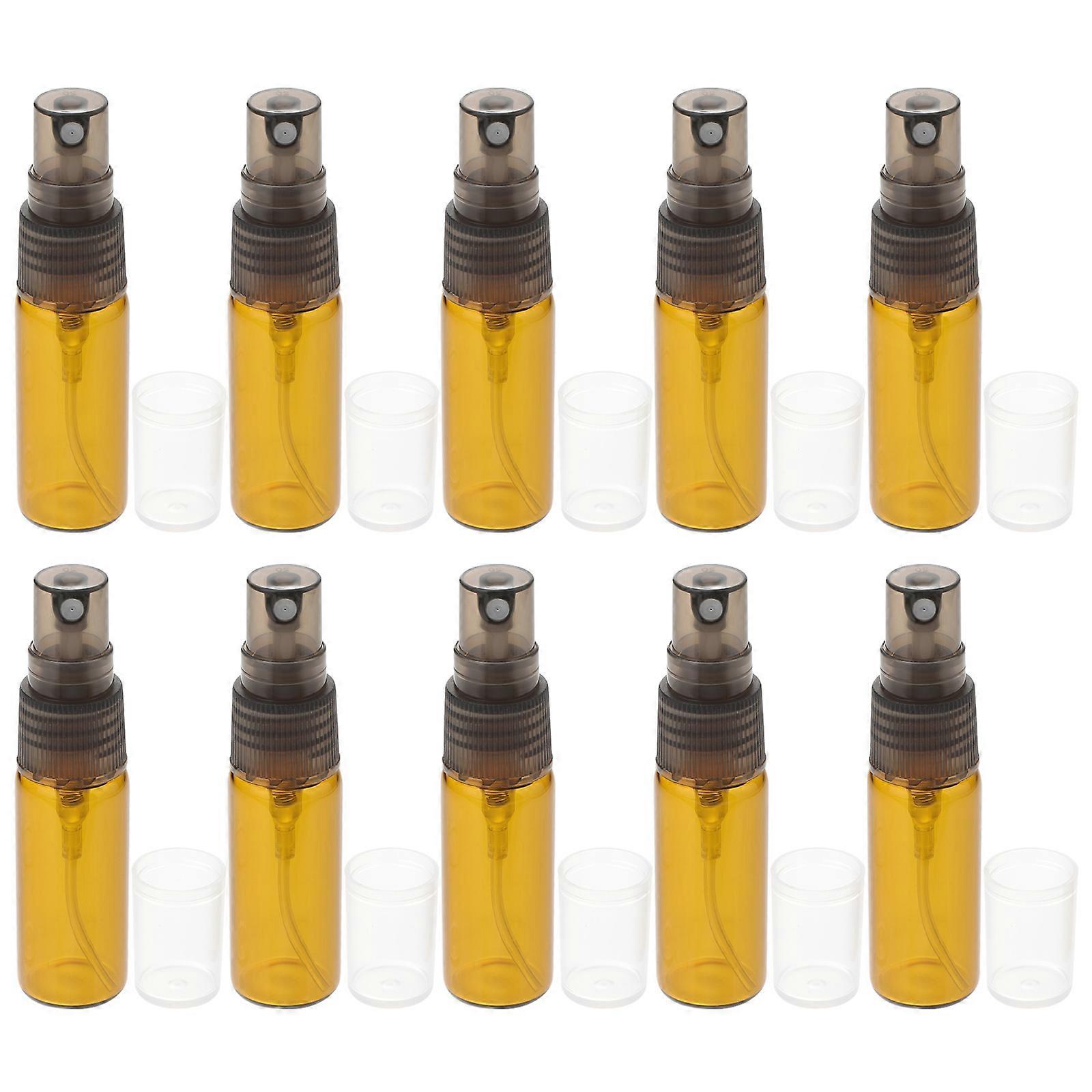 10 Pcs Brown Spray Glass Bottles Small Empty Perfume Liquid Dispenser for Makeup 5ml Light Brown