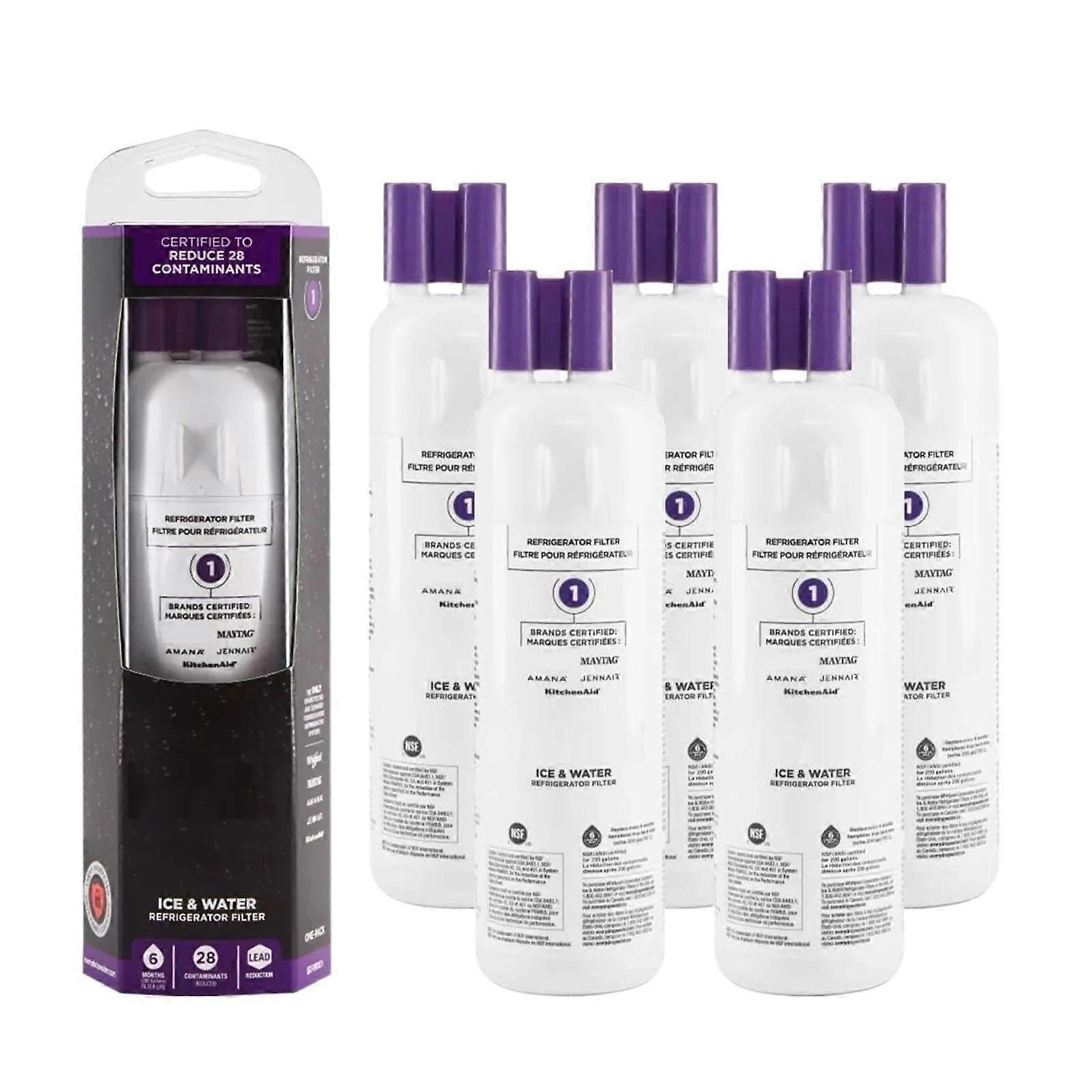 refrigerator water filter, compatible with Everydrop, Whirlpool, EDR1RXD1, W10295370A (5pcs)