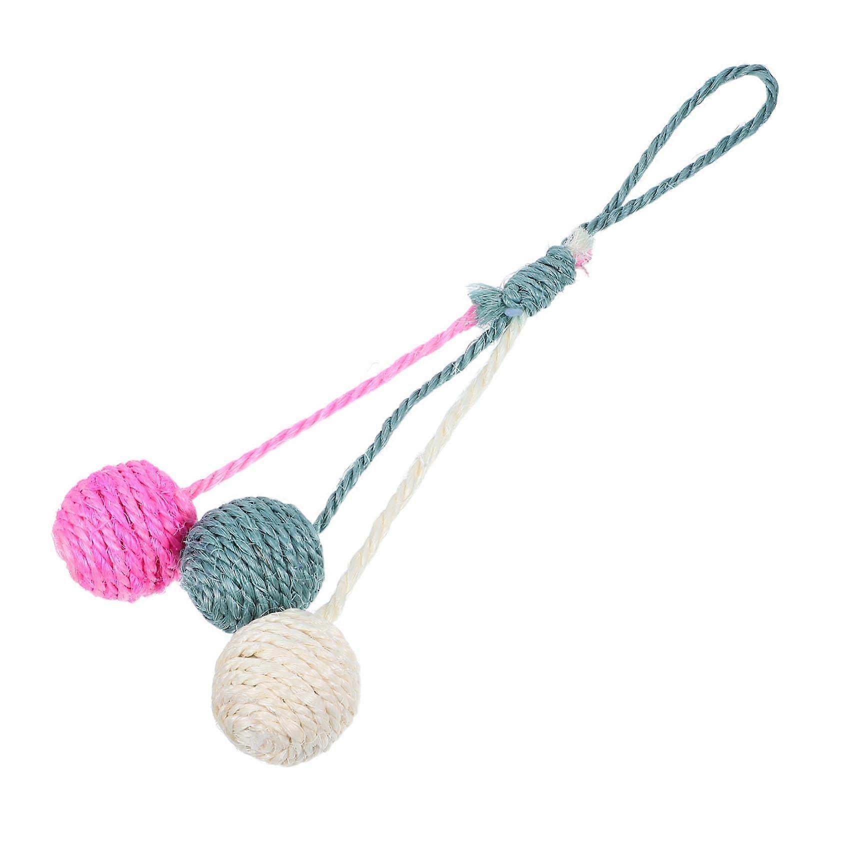 Interactive Cat Toy: Hanging Sisal Balls, Indoor Hunting Toy for Kittens, Tri-Color Design for Active Play