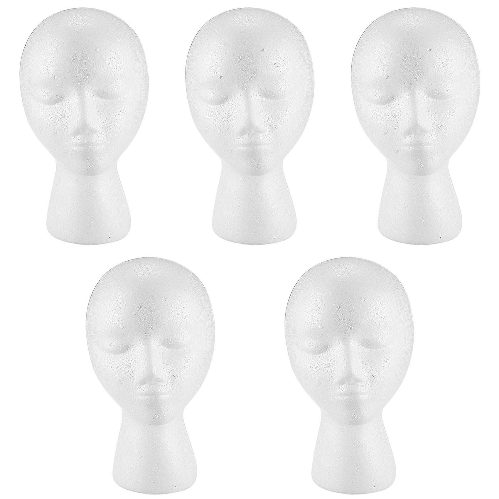 5X Foam Mannequin Wig Head Display Hat Cap Wig Holder White Foam Head