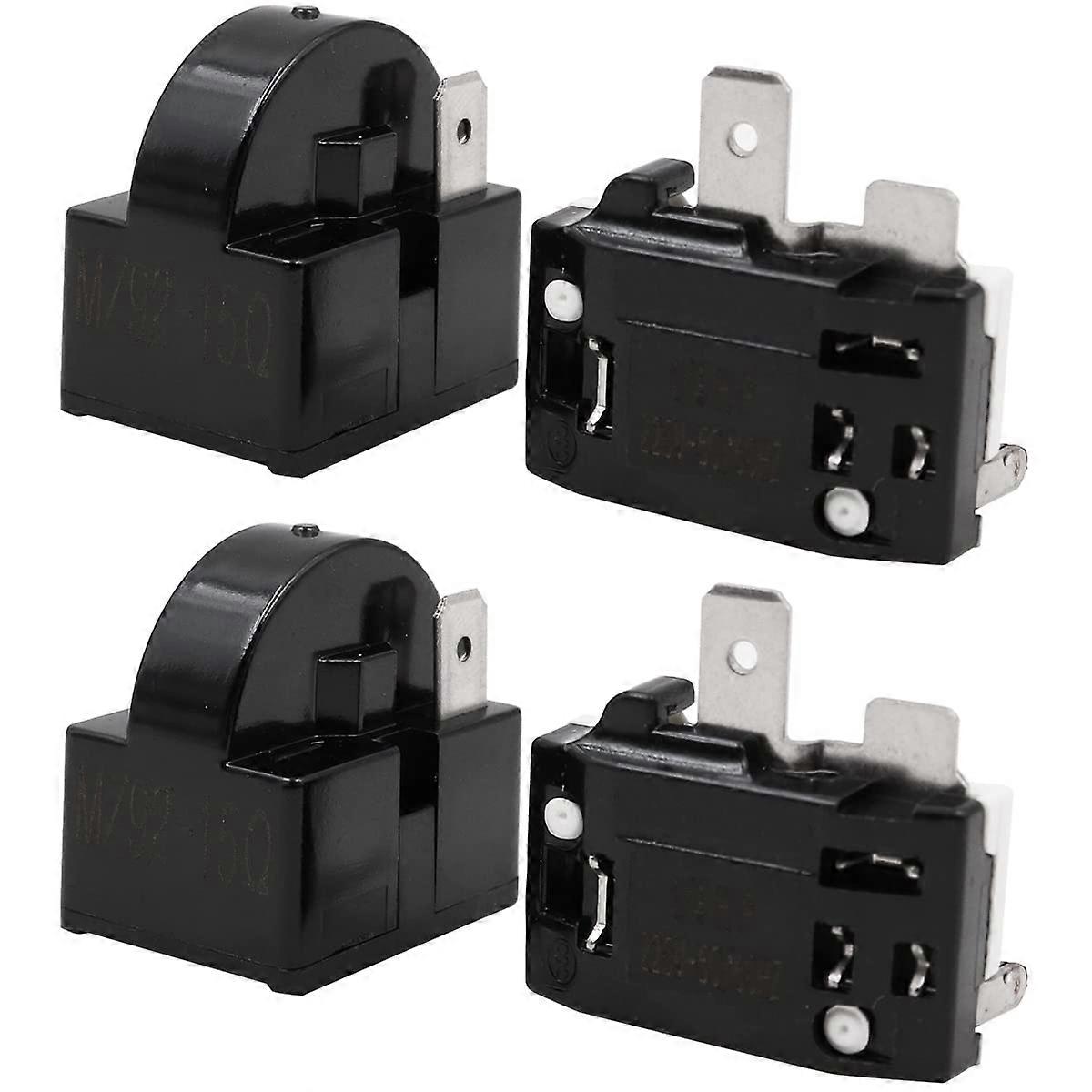 2 x Compressor Start Relay 2 Pin 15 Ohm  2 x Compressor Overload Protection 1/4HP for Refrigerator