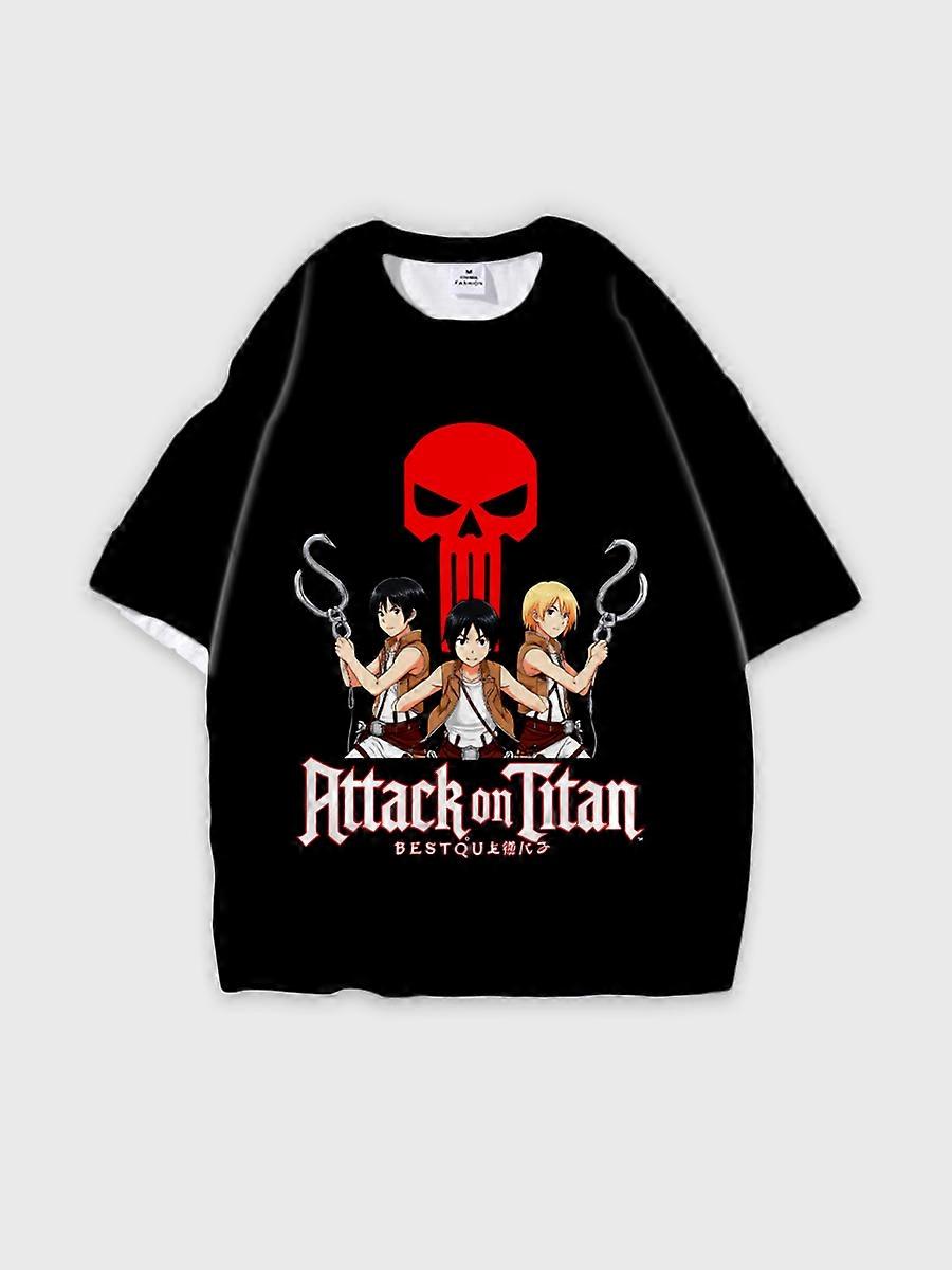 T-shirt round neck Character Pattern loose short sleeve E931