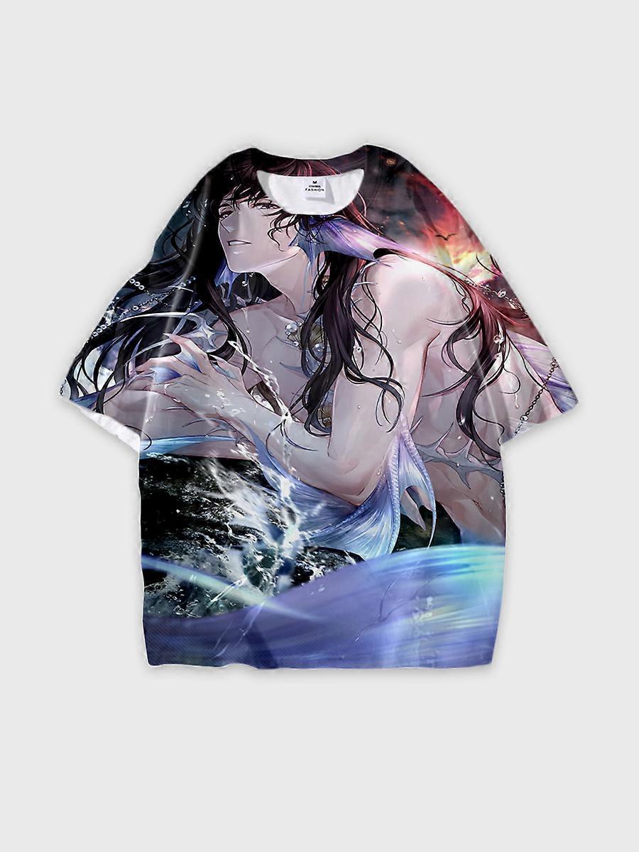 T-shirt round neck Role Pattern loose short sleeve E3501