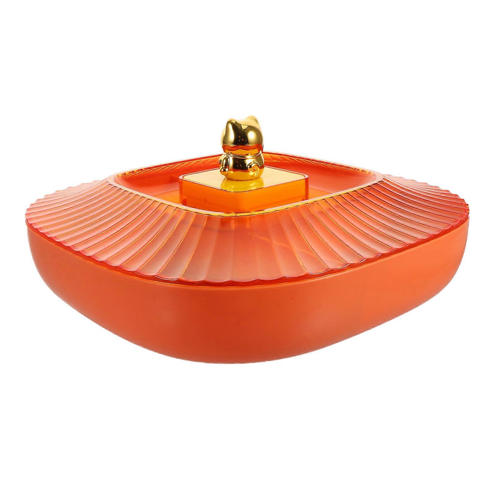 Multi-Grid Fruit Plate with Lid Artistic Food Storage Tray Ideal for Guests and Home Use Crafted in Orange Color and Square Structure in 1Pack