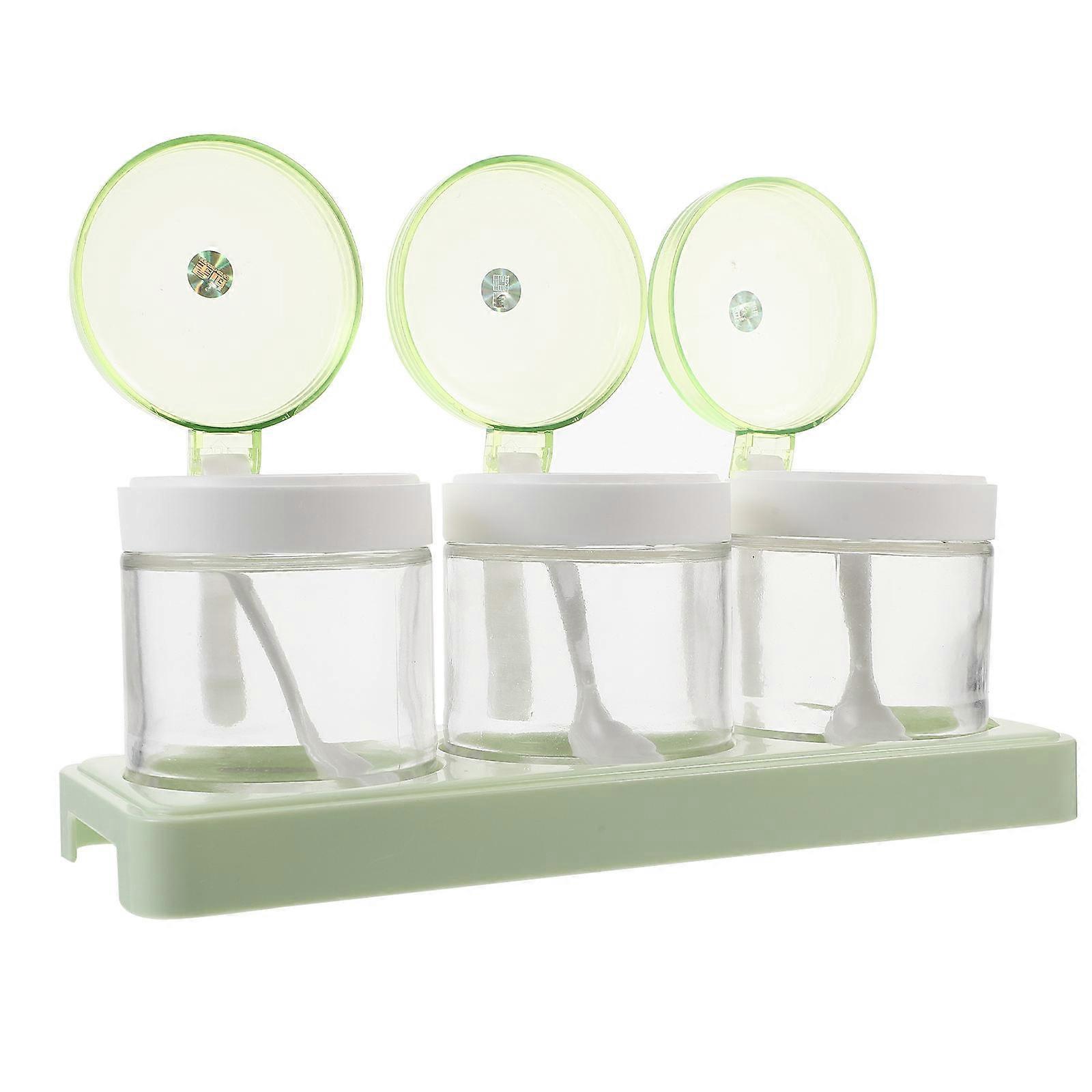 Salt Storage Container Seasoning Box Set Cafe Appropriate Glass Made Lidded Design 1Set