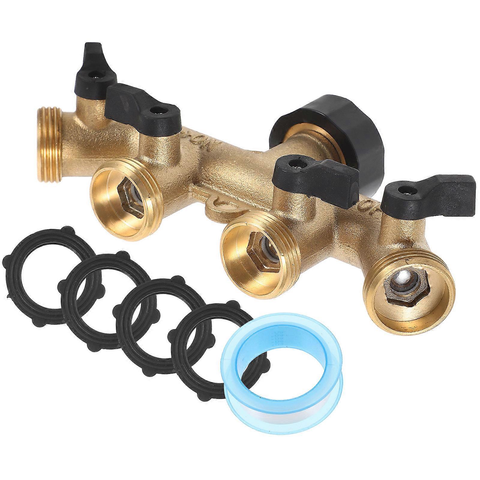 Way Brass Hose Splitter Adapter Durable Connector for Garden Irrigation Car Washing Easy Outdoor Installation
