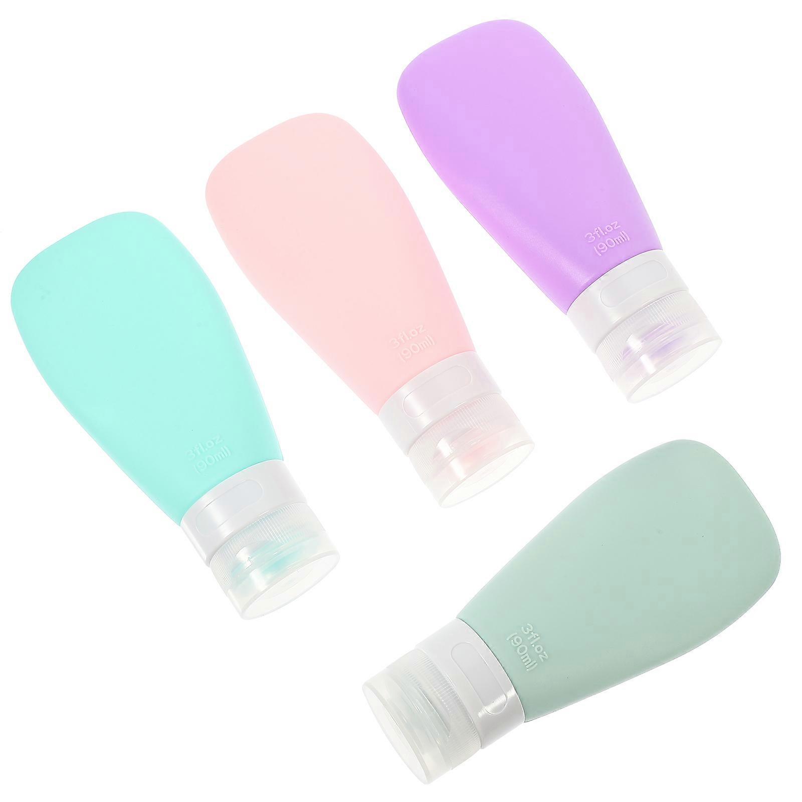 Leakproof Silicone Travel Bottles Refillable Squeezable Containers For 4Pcs Pink