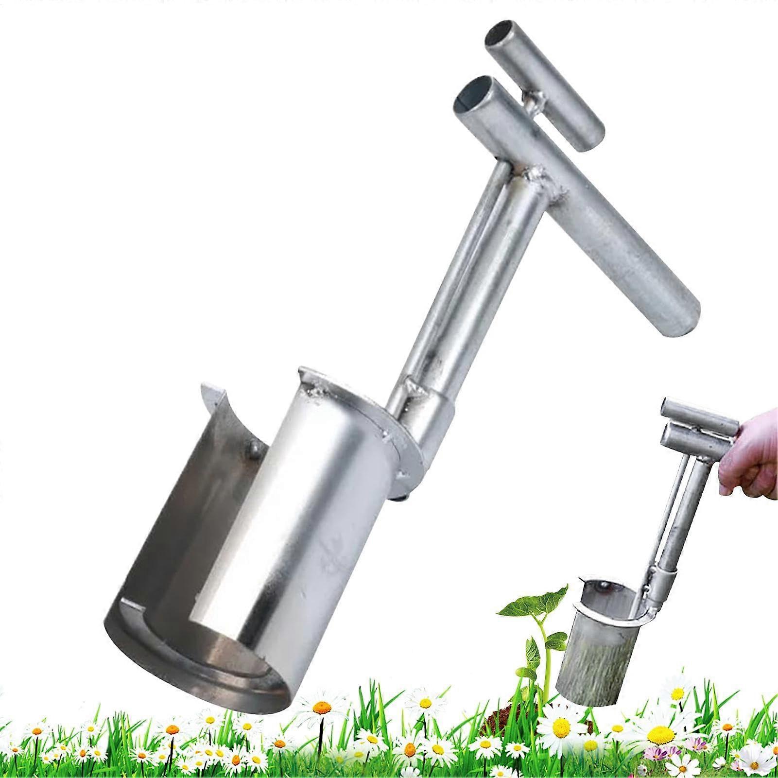 Stainless Steel Planter, Bulb Planter Tool, Handheld Transplanter for Digging, Weeding, and Bulb Planting