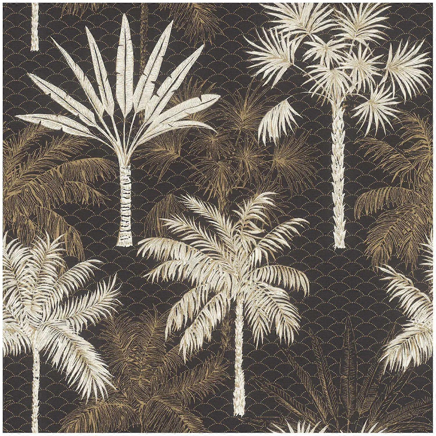Rasch Palm Trees Black Gold Vinyl Wallpaper