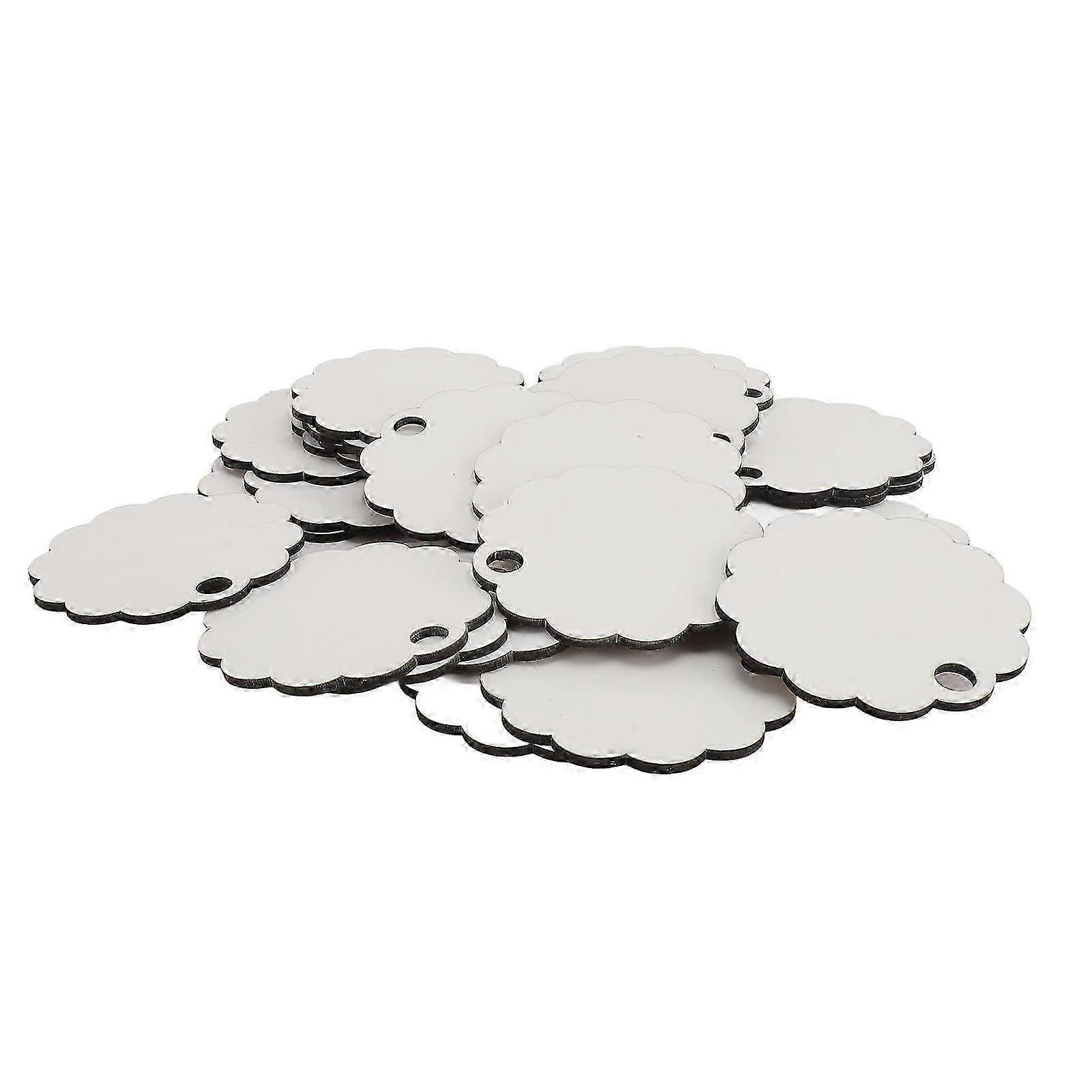 30 Pcs Unfinished Wavy Round Heat Transfer Blank Name Plates - DIY Name Tag & Cup Card Decoration Supplies for Craft Projects