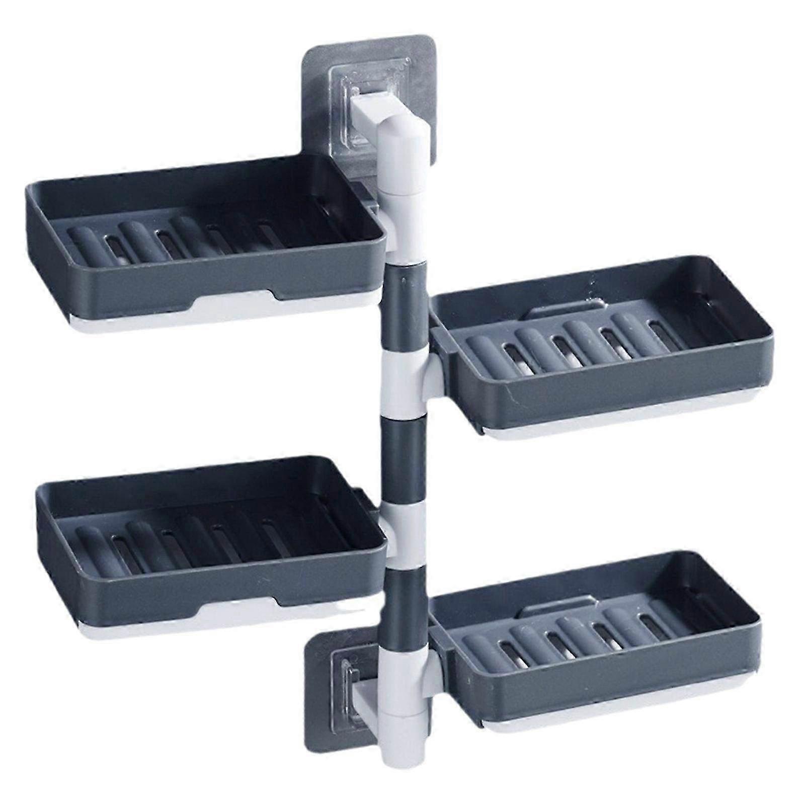 4-Layer Rotatable Self-Adhesive Soap Box - Wall Mounted Storage Solution for Bathroom & Kitchen Organization