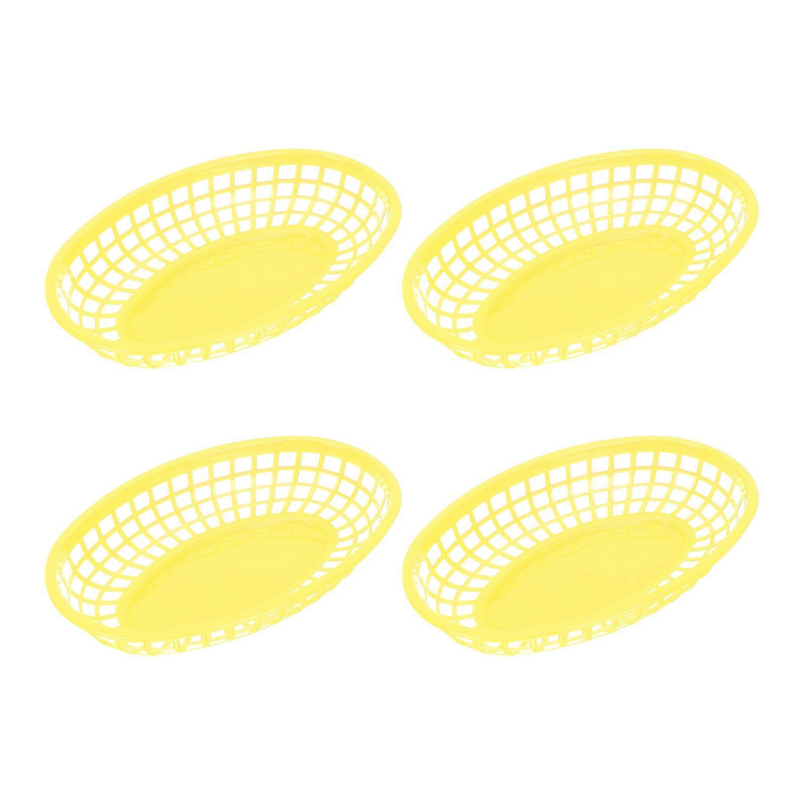 Yellow Collapsible Plastic Food Basket for Storage Use Fits Various Places 4 Pieces