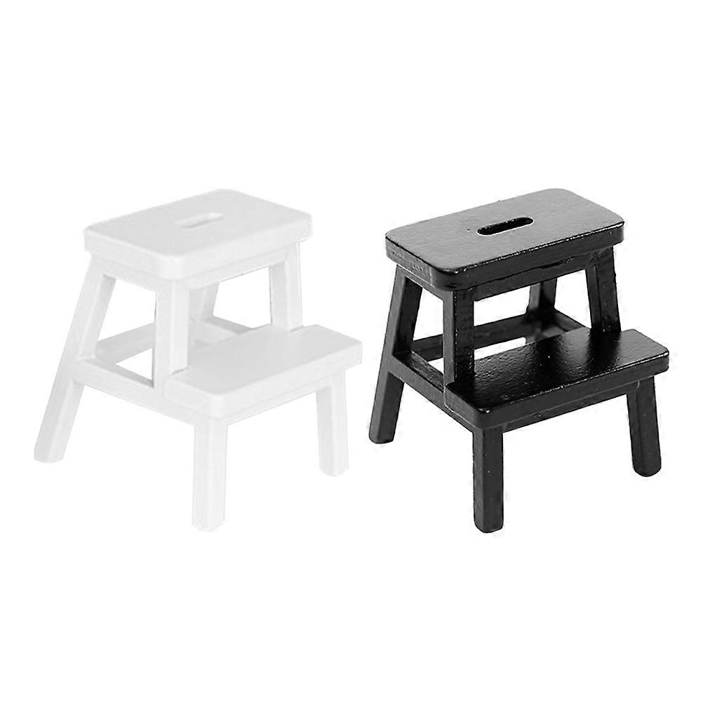 Assorted Color Mini Wooden Stool for Doll House Decoration Lightweight Miniature Stool 2 Pcs