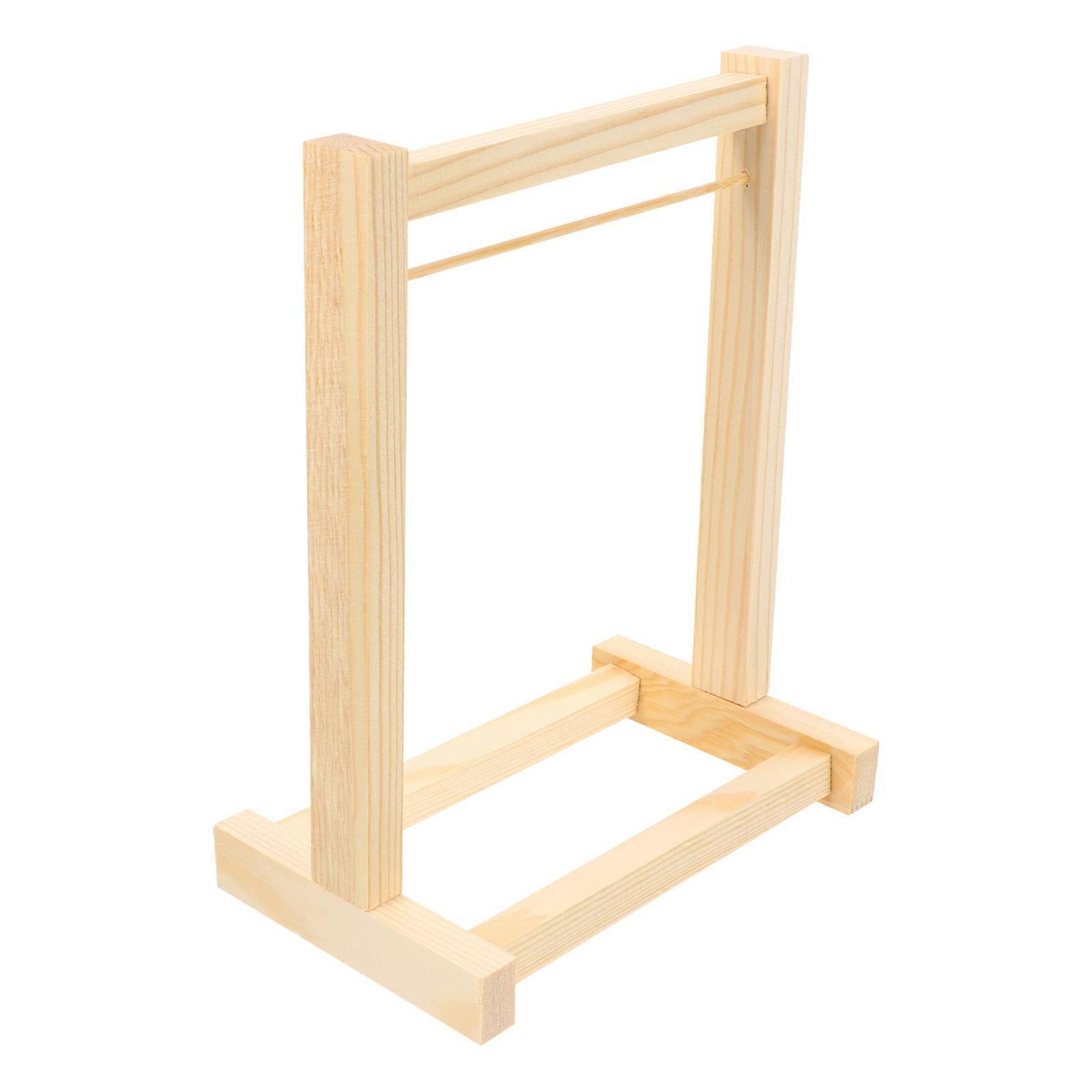 Doll Clothes Hanger for Toy Organization, Beige Wooden Rack, Easy to Install, 1pc