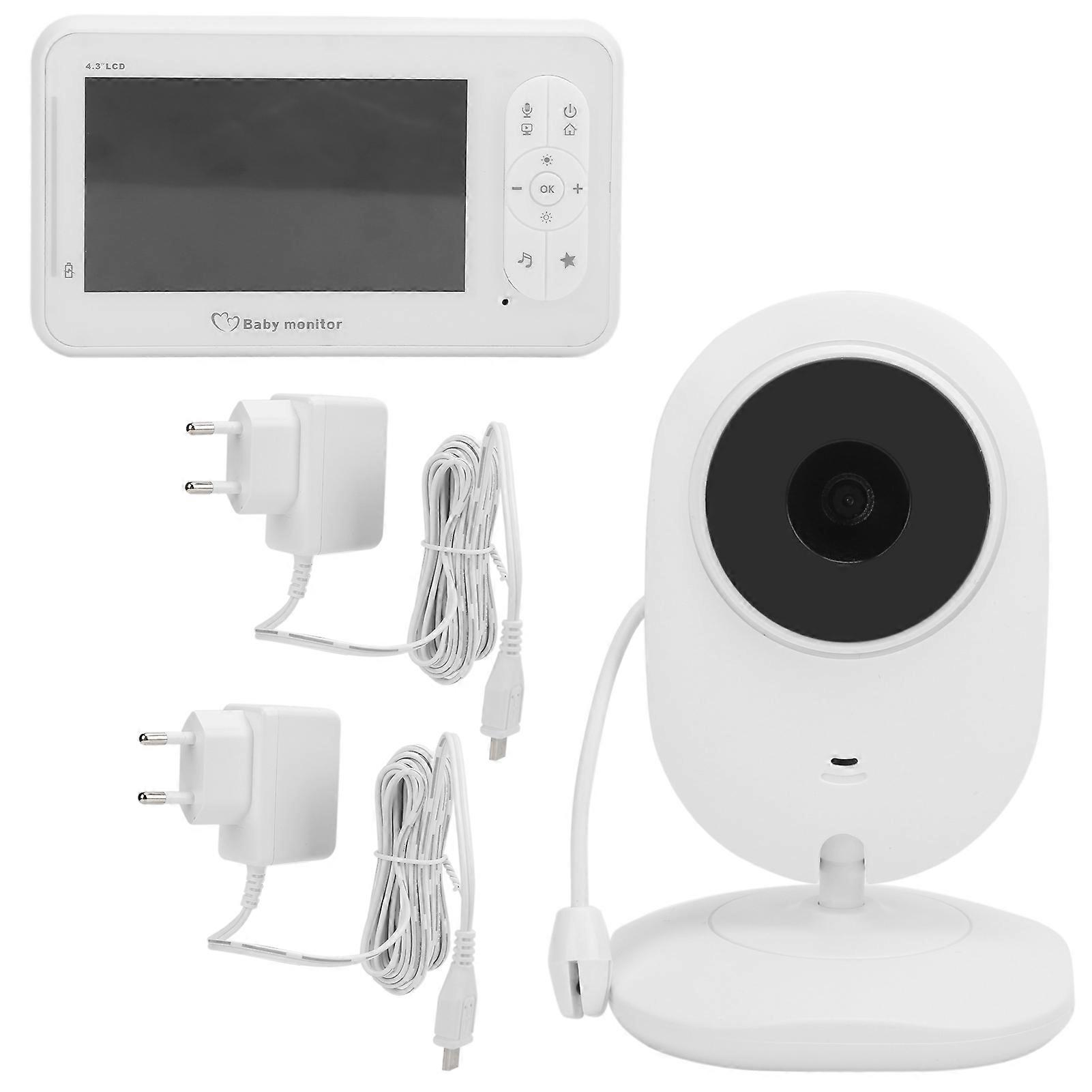 Wireless Digital Baby Monitor Temperature Display Music Function Video Baby Monitor 100‑240VEU Plug