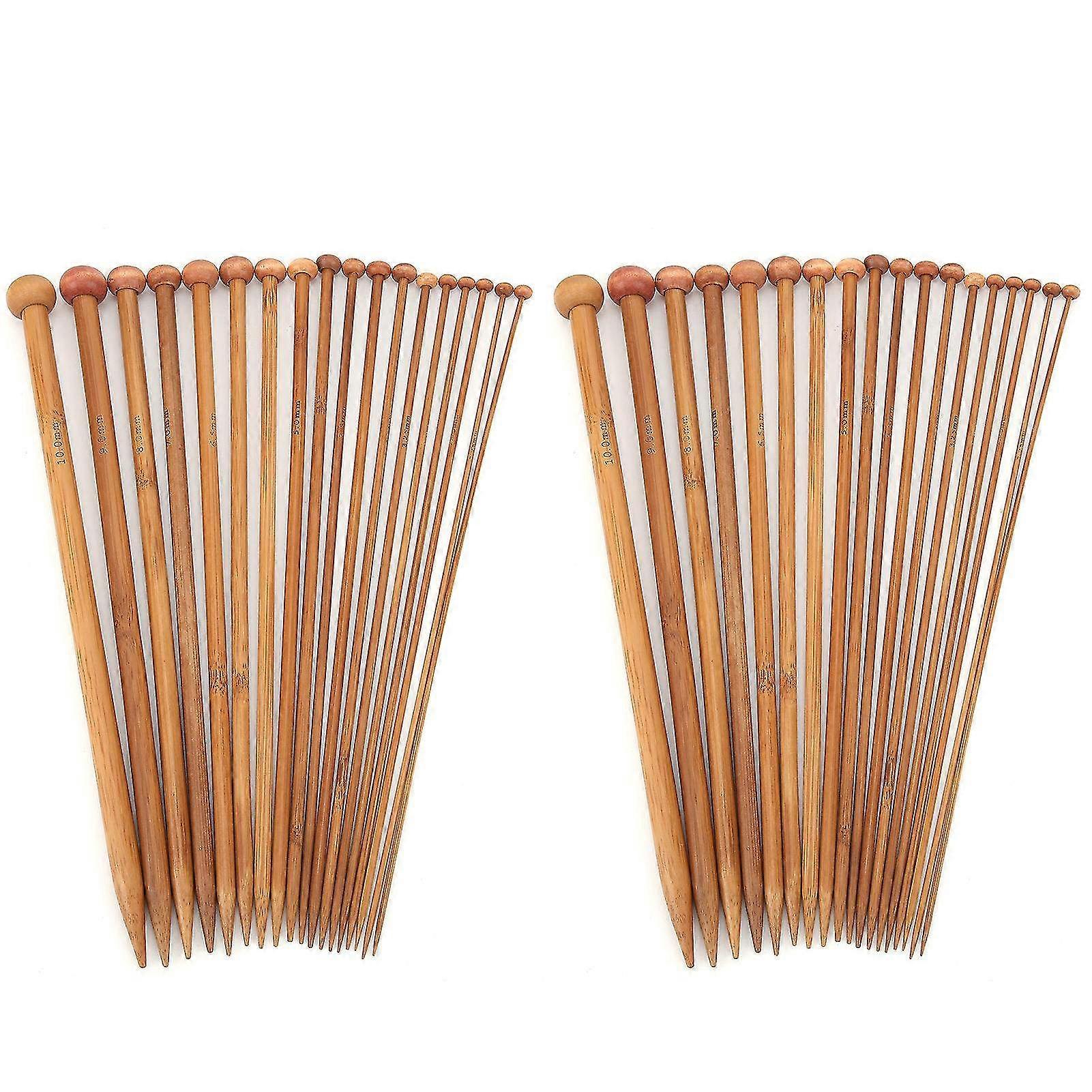 36 Pcs Carbonized Bamboo Single Pointed Knitting Needles - DIY Wool Craft Tools for Clothing Making and Creative Projects