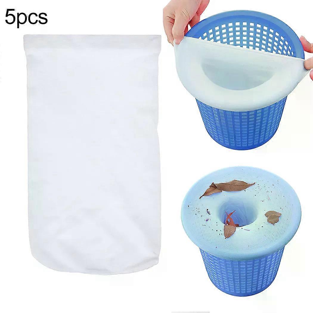 5Pcs Pool Filter Socks Mesh Nylon Fabric Garbage Mesh Bag Cover Cleaning Leaf Filter Skimmer Grass Pool Tools