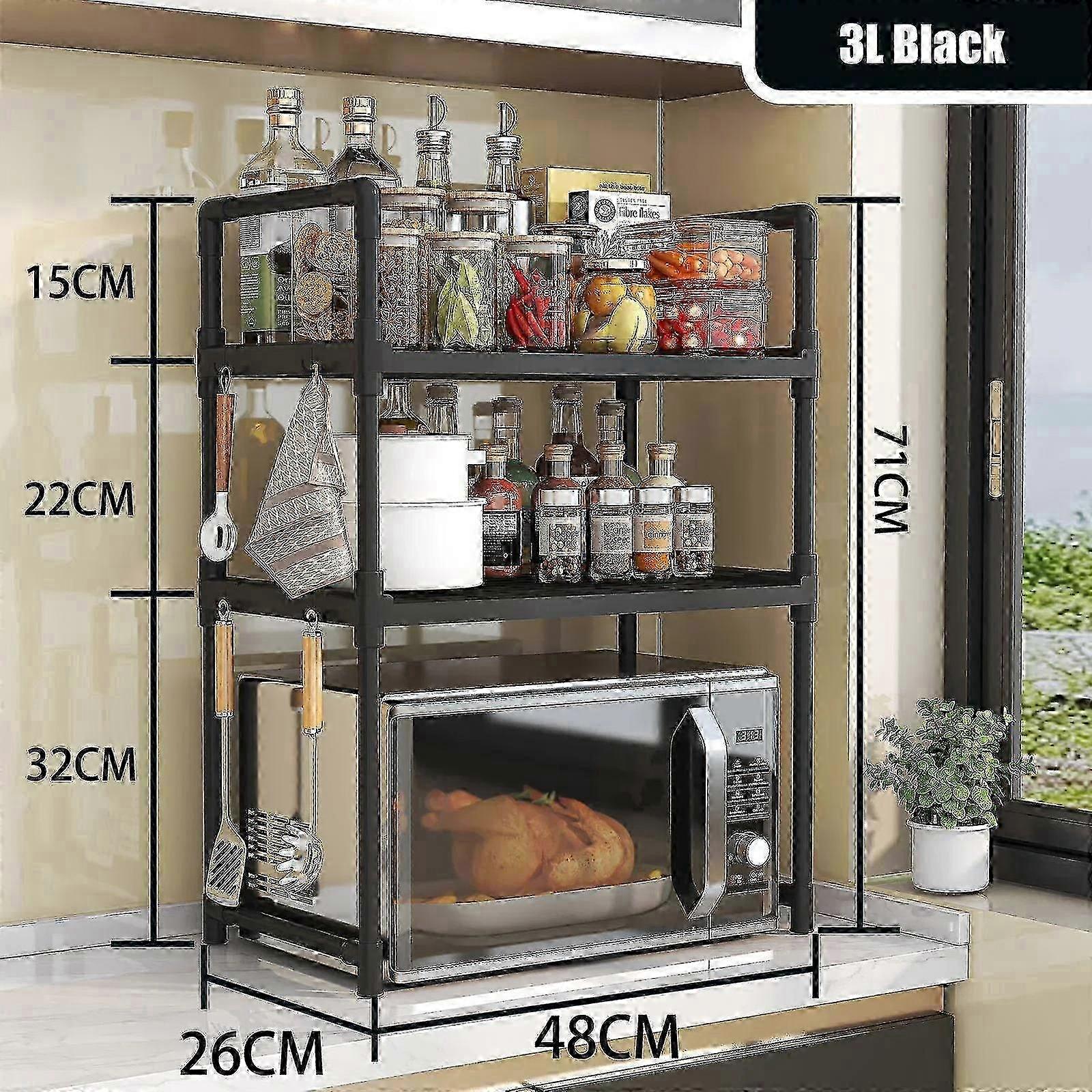 מתלה תיבול בעיצוב מוגבה למטבח מתלה לאחסון מיקרוגלתנור דו שכבתי מודרני מינימליזם ארגונית אביזרי מטבח fg2025031703049 2025