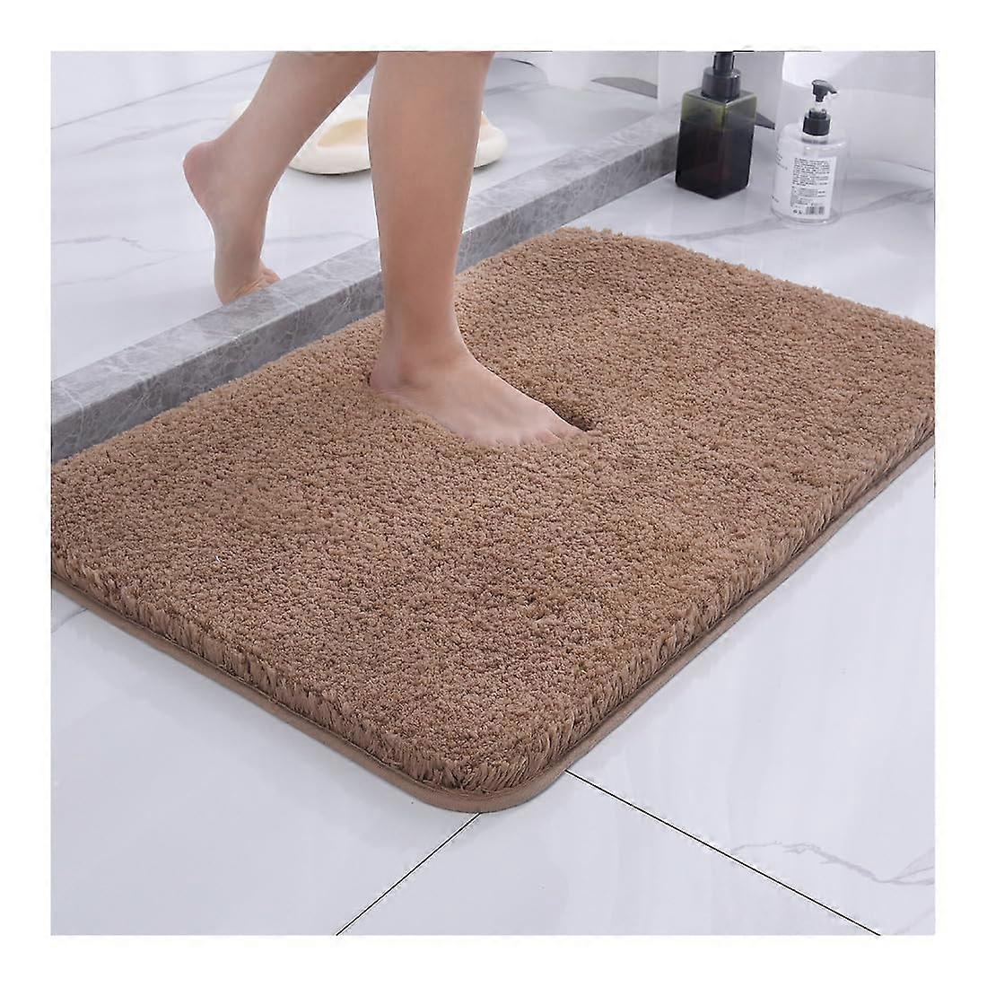 Plain Non-Slip Bathroom Floor Mat 40 x 60 cm Super Soft Plush Rug Water-Absorbent Durable Fluffy Carpet Doormat Champagne