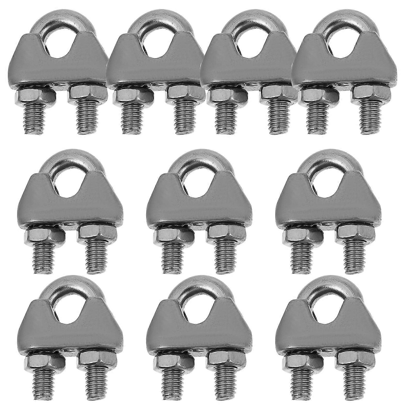 10Pcs U Type Wire Rope Clips Sturdy Steel Clamps for Cable Bolts