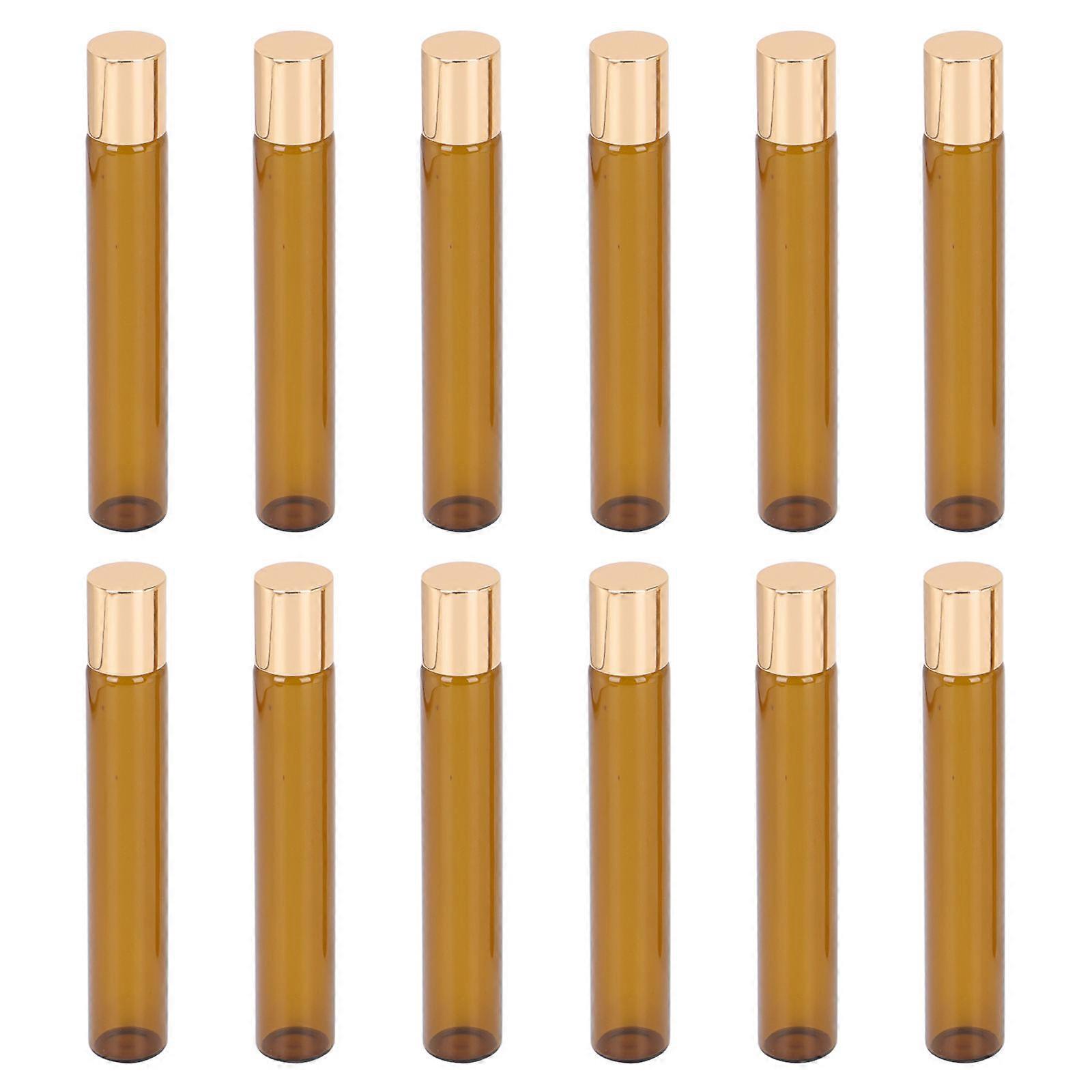 Glass Roller Bottles For Essential Oils Portable Storage Holder 10ml Practical Coffee 12Pcs