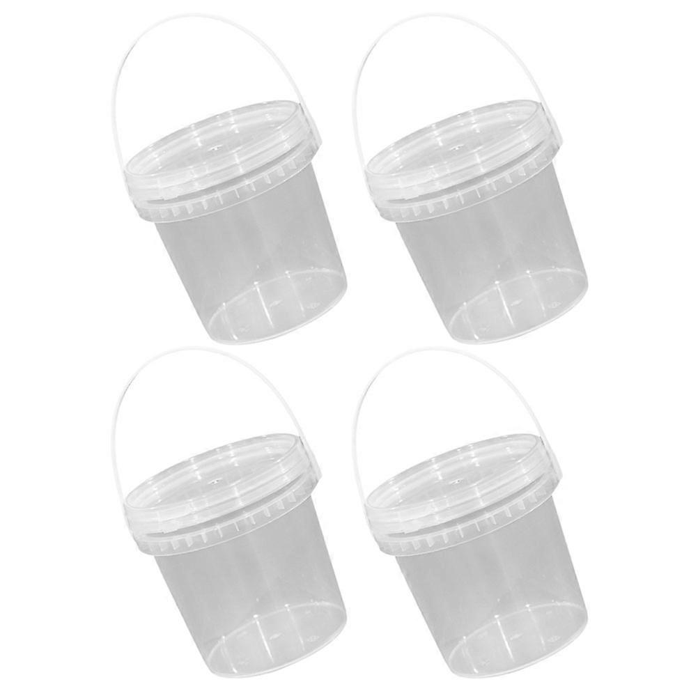 Plastic Ice Cream Containers 4Pcs Transparent Round Buckets Designed For Homemade Ice Cream And Freezer Compatibility