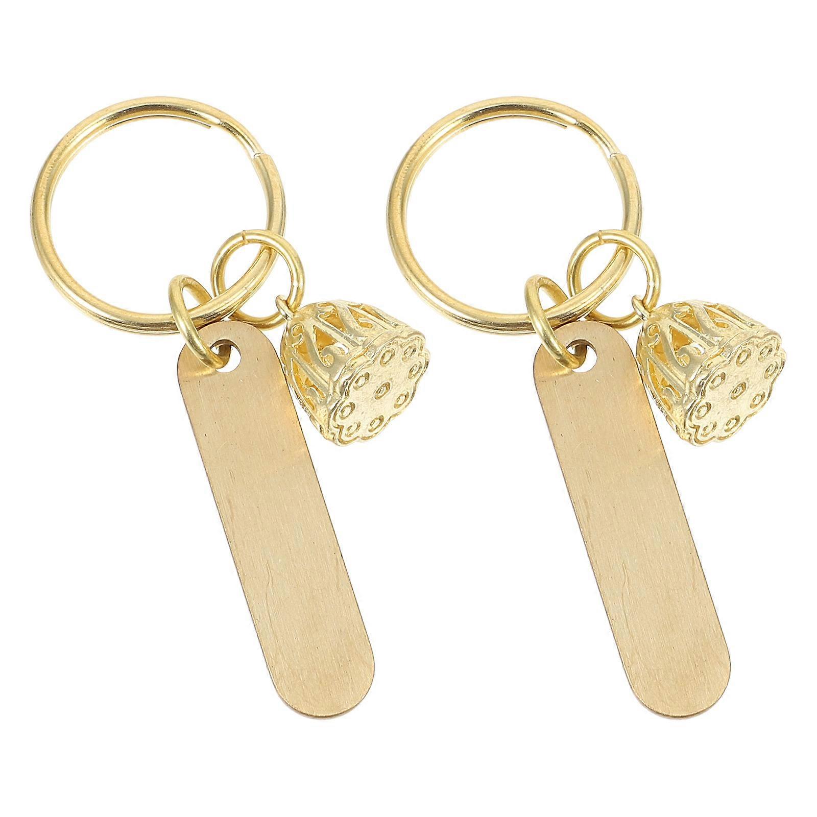DIY Craft Keychains 2Pcs Ideal For Festival And Birthday Celebrations 7X2X1CM Golden Rectangular Style