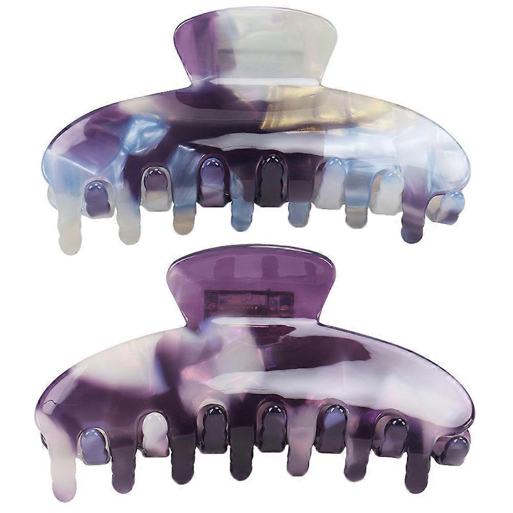 Here's a refined and professional product description based on the title you provided:
**2pcs Large Jaw Hair Claw Clips – Purple & Gray**
