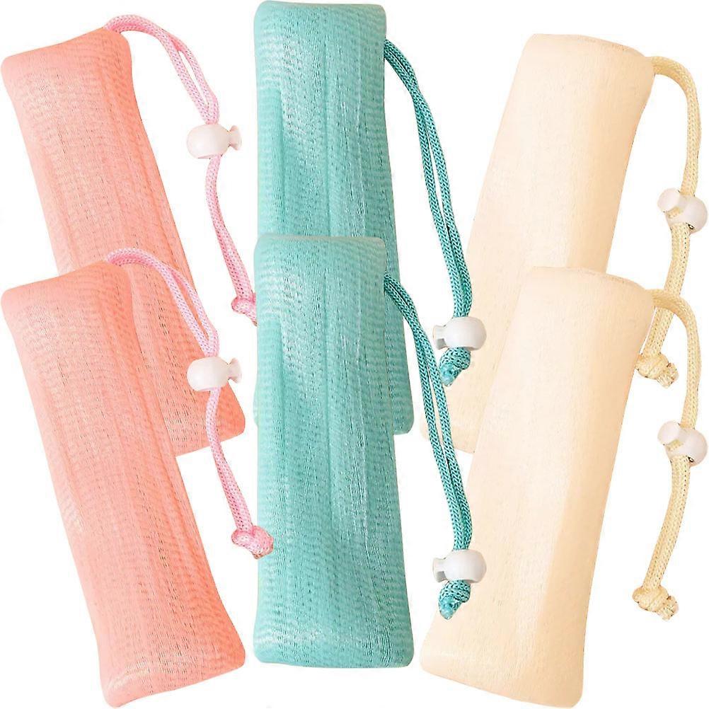 Hanging Soap Pouch 6Pcs Drawstring Design Exfoliating Soap Pouches For Shower Use In Assorted Color Made of PE