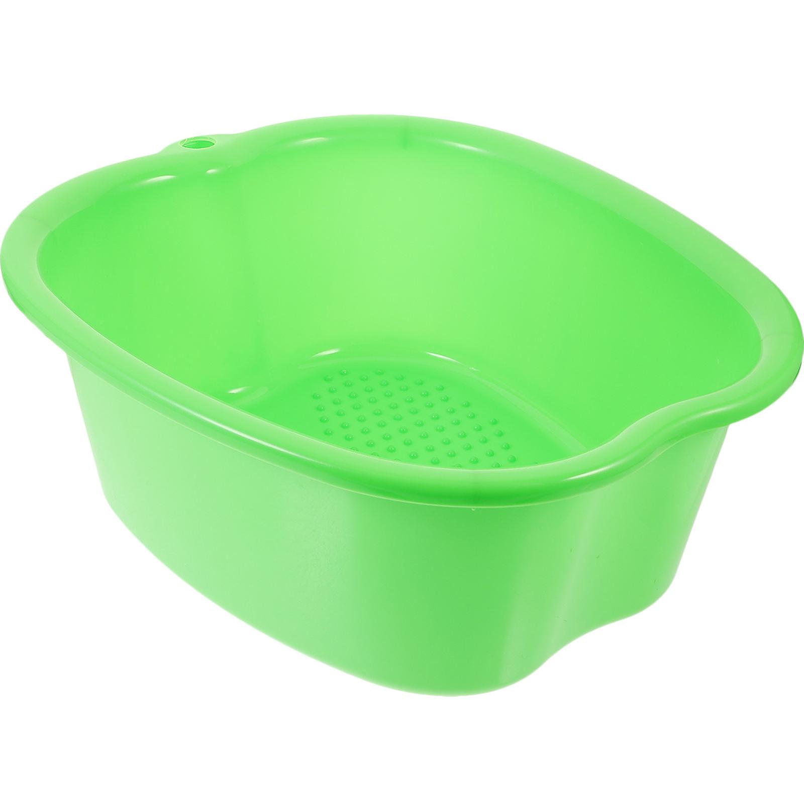 Green Plastic Foot Bath Massager Bucket for Home Use with Convex Point Design 7.08x5.12x4.92 Inches