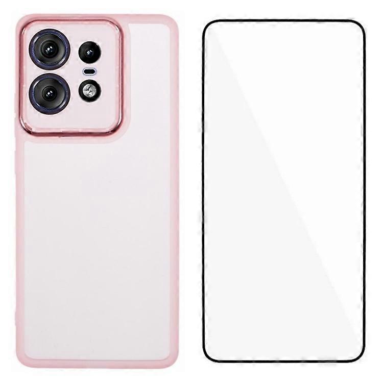 WANLONFENG DKSM Series for Motorola Edge 50 Pro 5G TPU Case Electroplated Frame with Tempered Glass