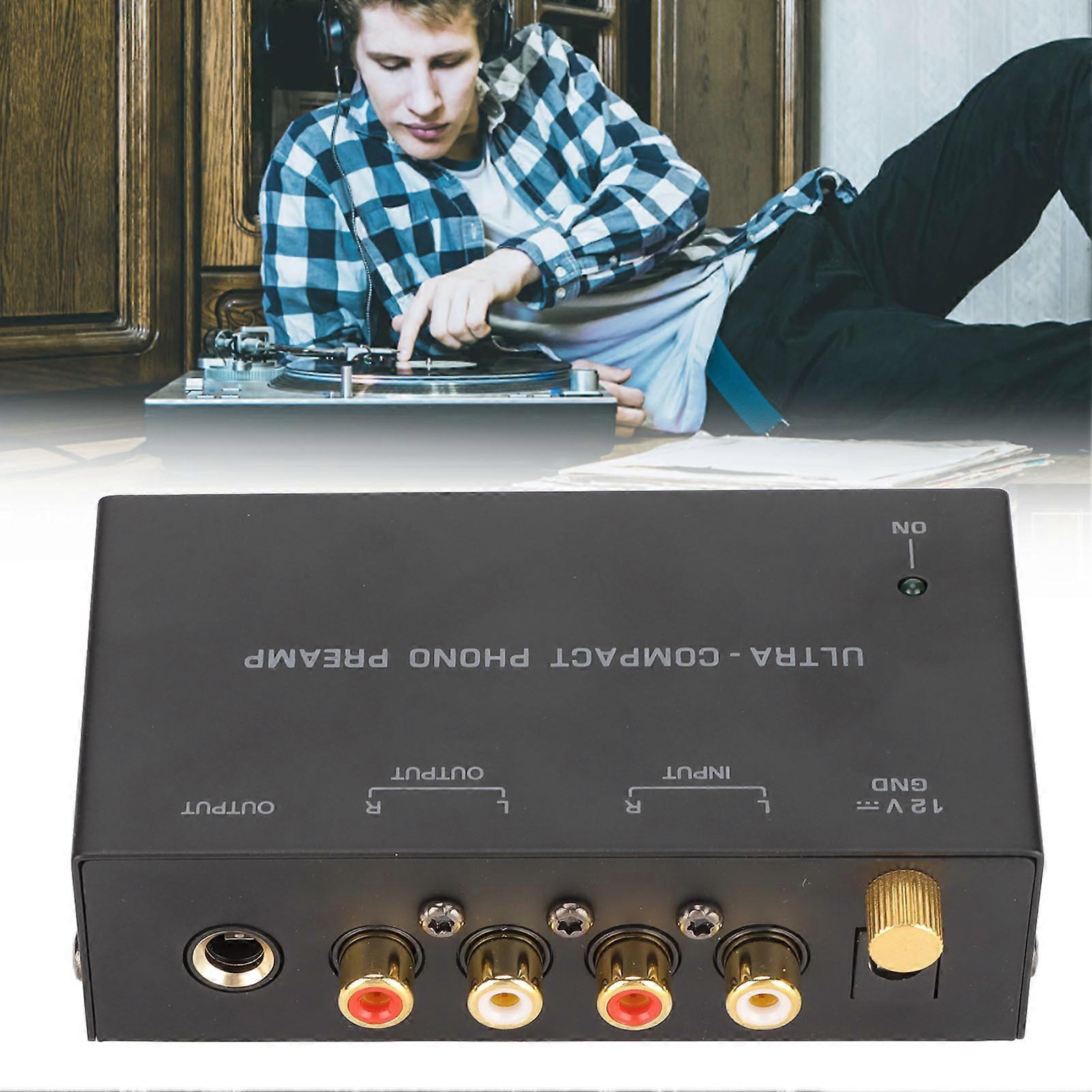 PP400 Phono Turntable Preamp Stereo RCA Input RCA Output Record Player Amplifier with Independent Knob Control 100‑240V US Plug 