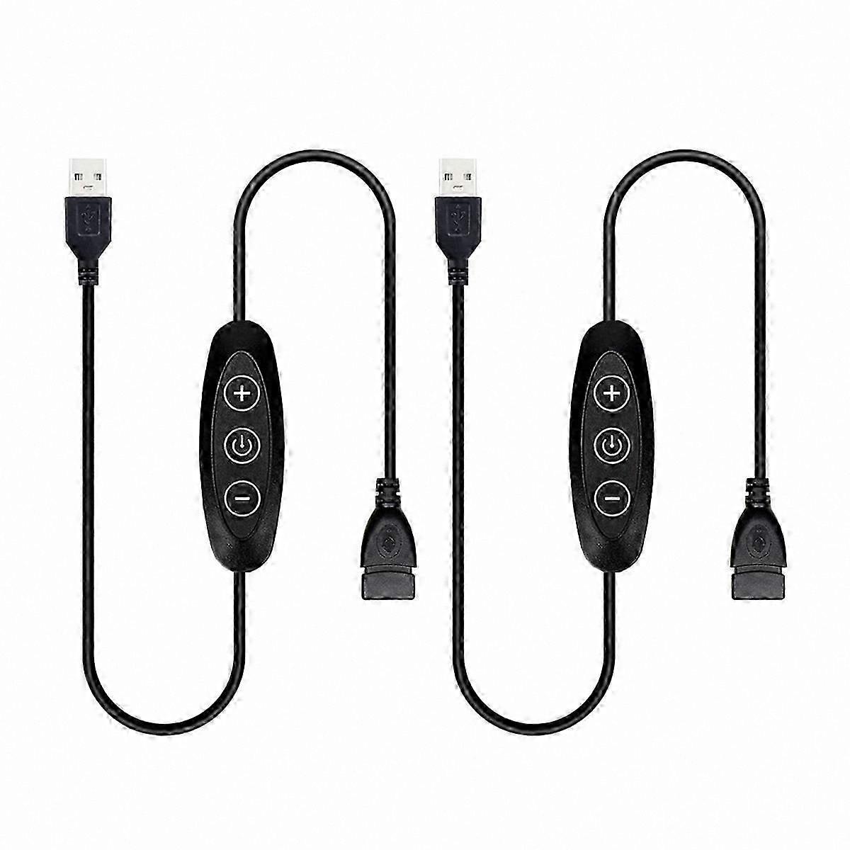 USB LED調光スイッチ、10段階調整可能な照明、5Vメス-オスコネクタ、USB電源デバイス用2パック