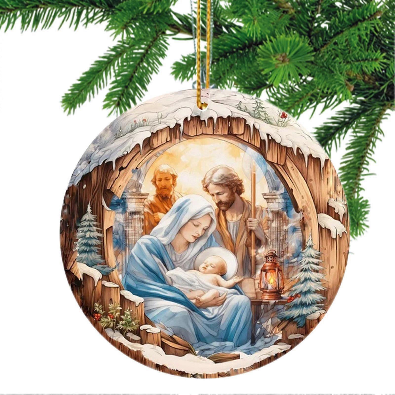 Nativity Scene 2D Acrylic Hanging Figure Keyring Pendant For Christmas Tree, Bag Keyring Accessory, Home Decor