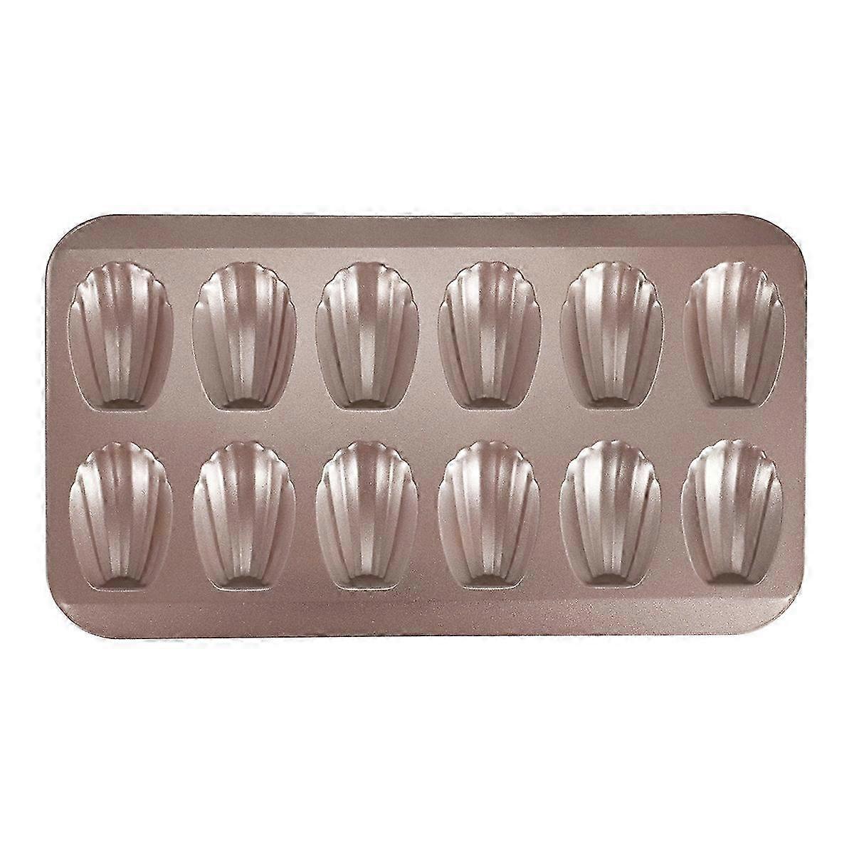 Shell Shaped Carbon Steel Madeleine Pan with Nonstick Coating: 12 Cup Baking Mold Tools