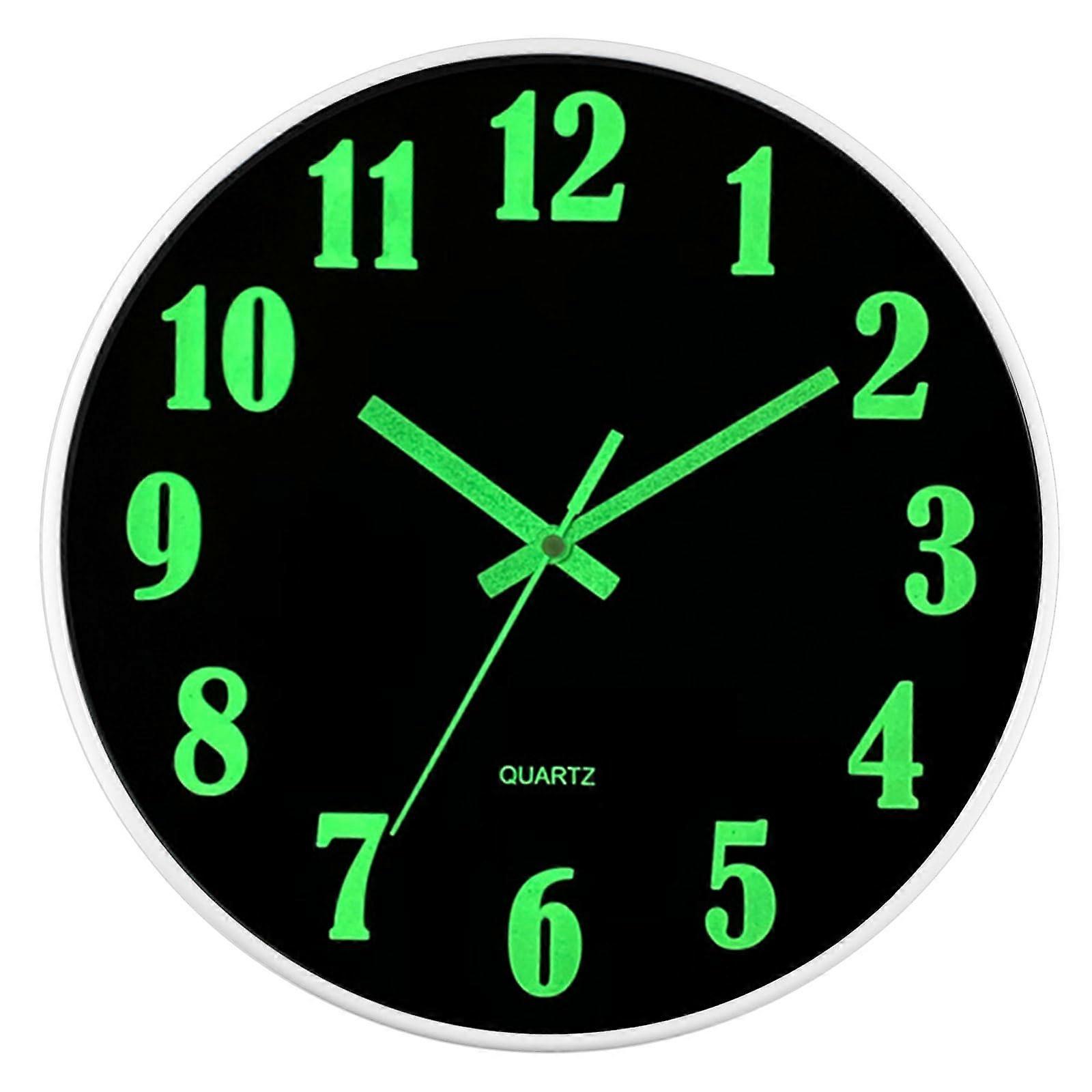 12 Inch Luminous Wall Clock, Silent Round Clock with Night Light for Kitchen Office Bedroom