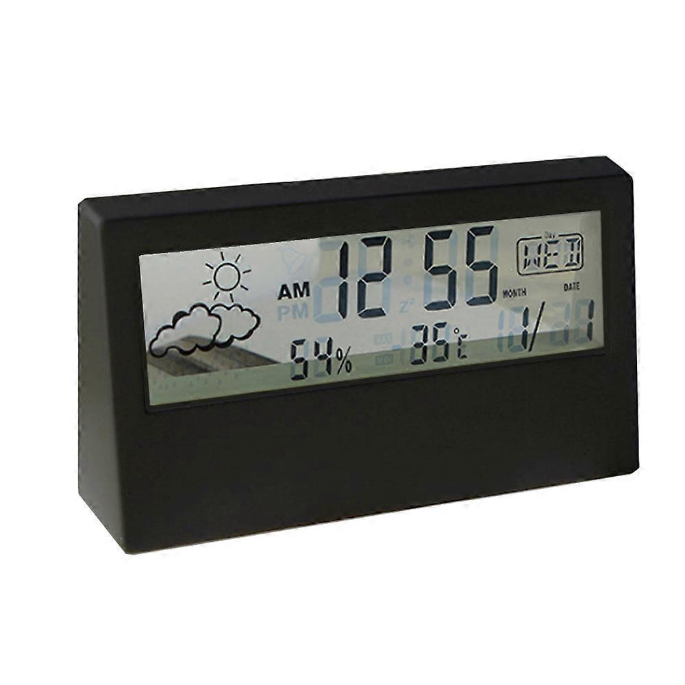 Digital Alarm Clock Transparent Desk Clock with Date, Temperature, Humidity, Small Table Clock with Snooze for Bedroom, Office