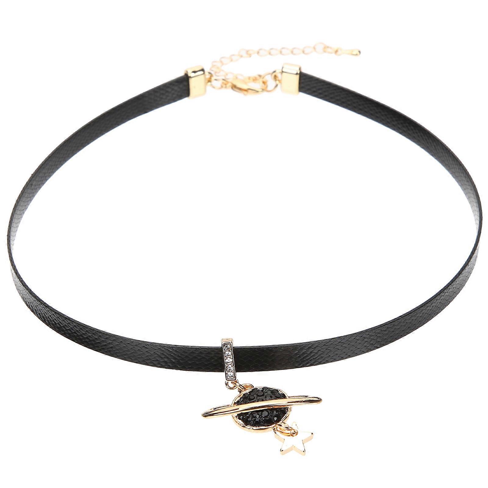 Stylish Black Pendant Choker Necklace for Women's with Creative Design and Durable Alloy Rope