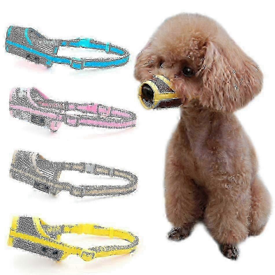 Adjustable Nylon Mesh Dog Muzzle for Biting, Chewing & Licking Prevention - Comfortable & Breathable Yellow Pet Muzzle