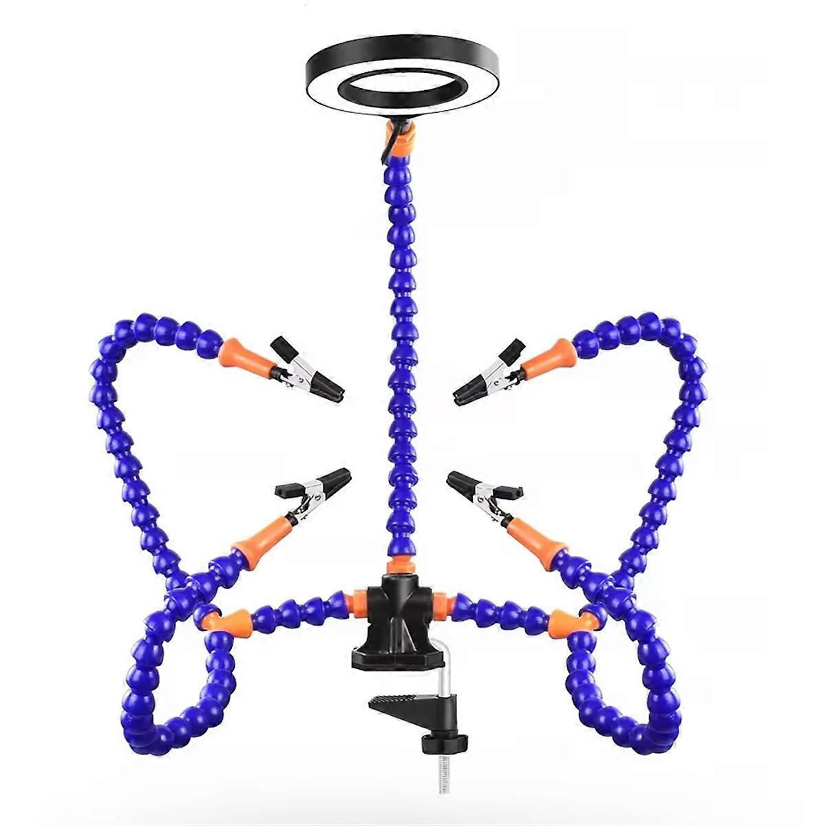 Soldering Third Hand Tool Helping Hands USB Rechargeable Flashlight 3X Magnifier Soldering Station