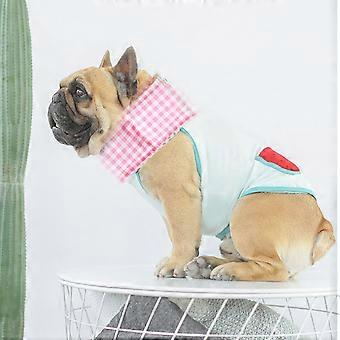 Dog Cooling Collar Double Ended Drawstring M 45-60cm Pink Grid