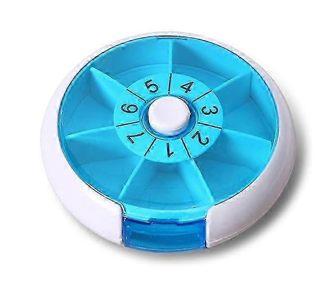 Push Button Rotate Pill Organizer 7 Day Weekly Dispenser,Blue 7 - Compartment (Date Marked)（blue）