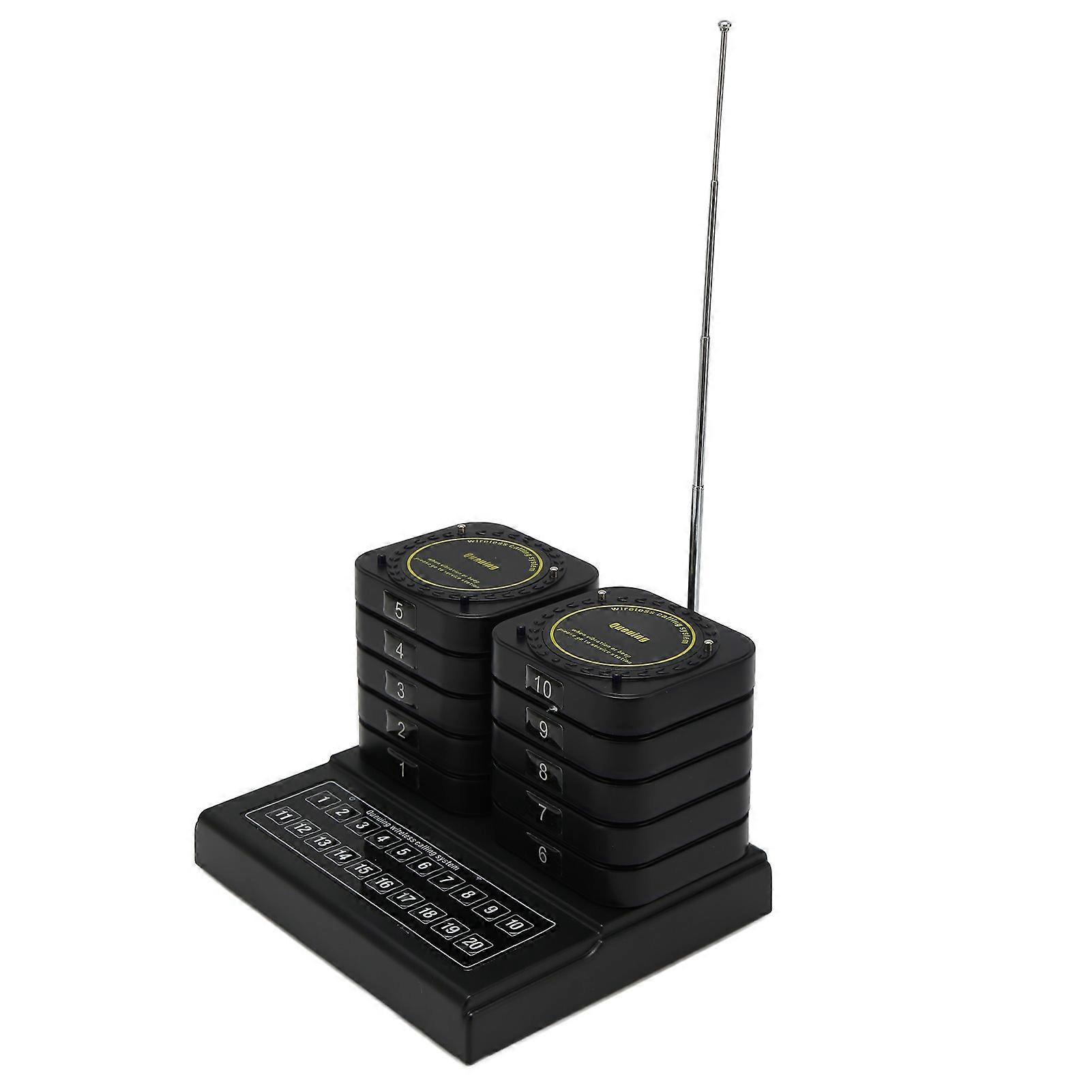 Wireless Calling System with 10 Pagers DC5V 433.92MHZ UK Plug