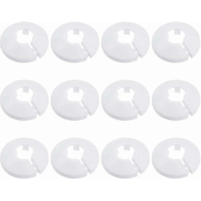12 Pcs Pipe Cover, Plumbing Pipe Cover Radiator Collar, Radiator Sleeve for Pipe White Round Rosette Diameter of 15 mm (White)