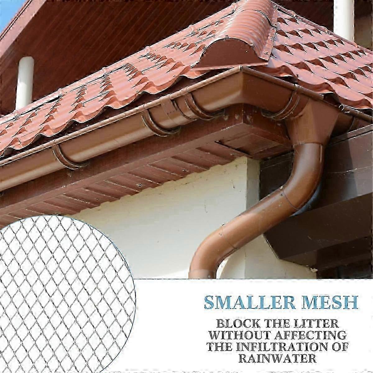 Gutter Guard Mesh Filter Gutter Cover DIY Gutter Screen Protection Netting Roll with 10 Fixed Cable Tie for Leaves