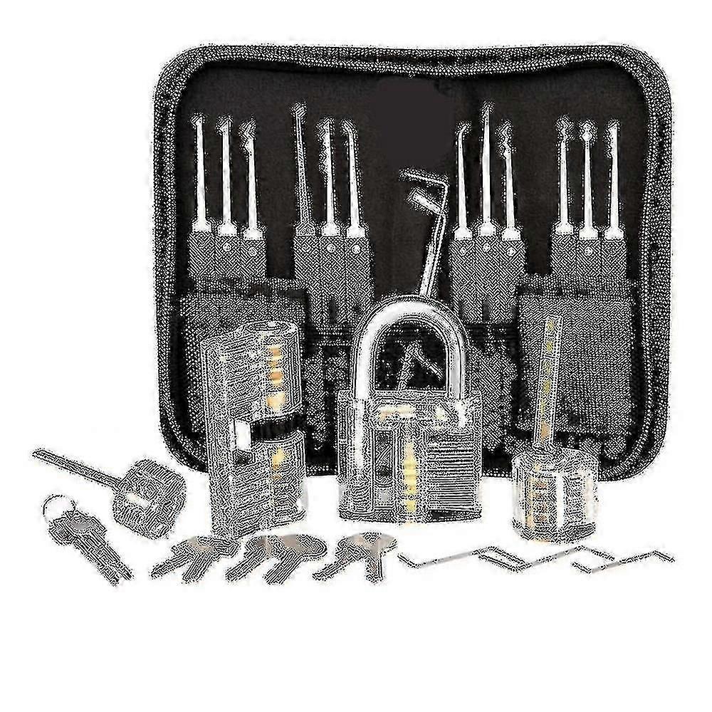 Lock Picking Kit, 25-piece Lock Picking Kit, Practice Tools With 3 Clear Locks-YUHAO