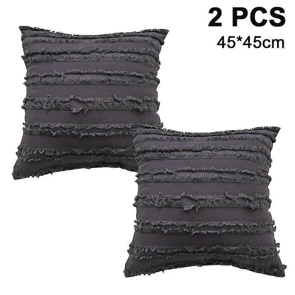 Set Of 2 Decorative Cushion Cover With Tassel Fringe