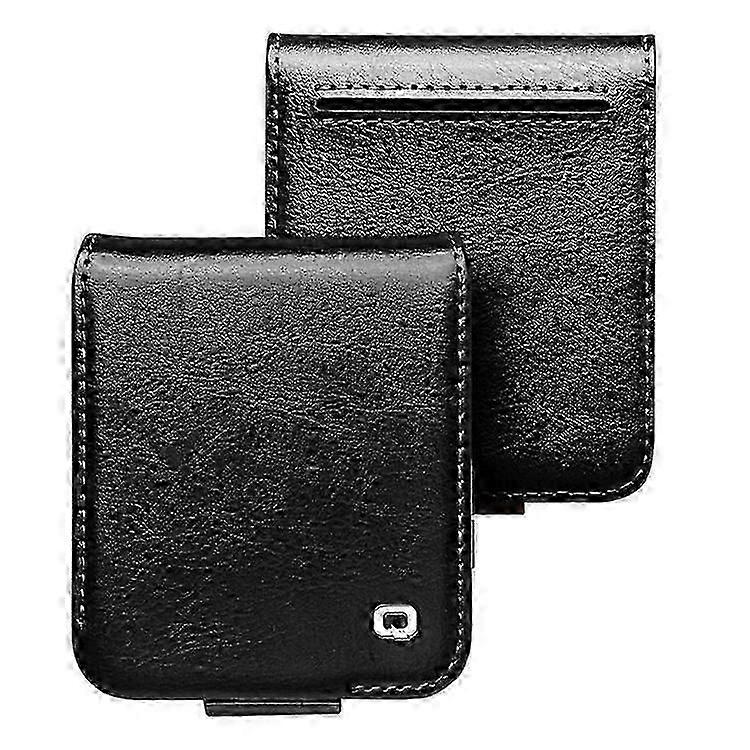 Galaxy Z Flip6 5G Case with TPU and Genuine Cow Leather Folio Cover Compatible with QIALINO