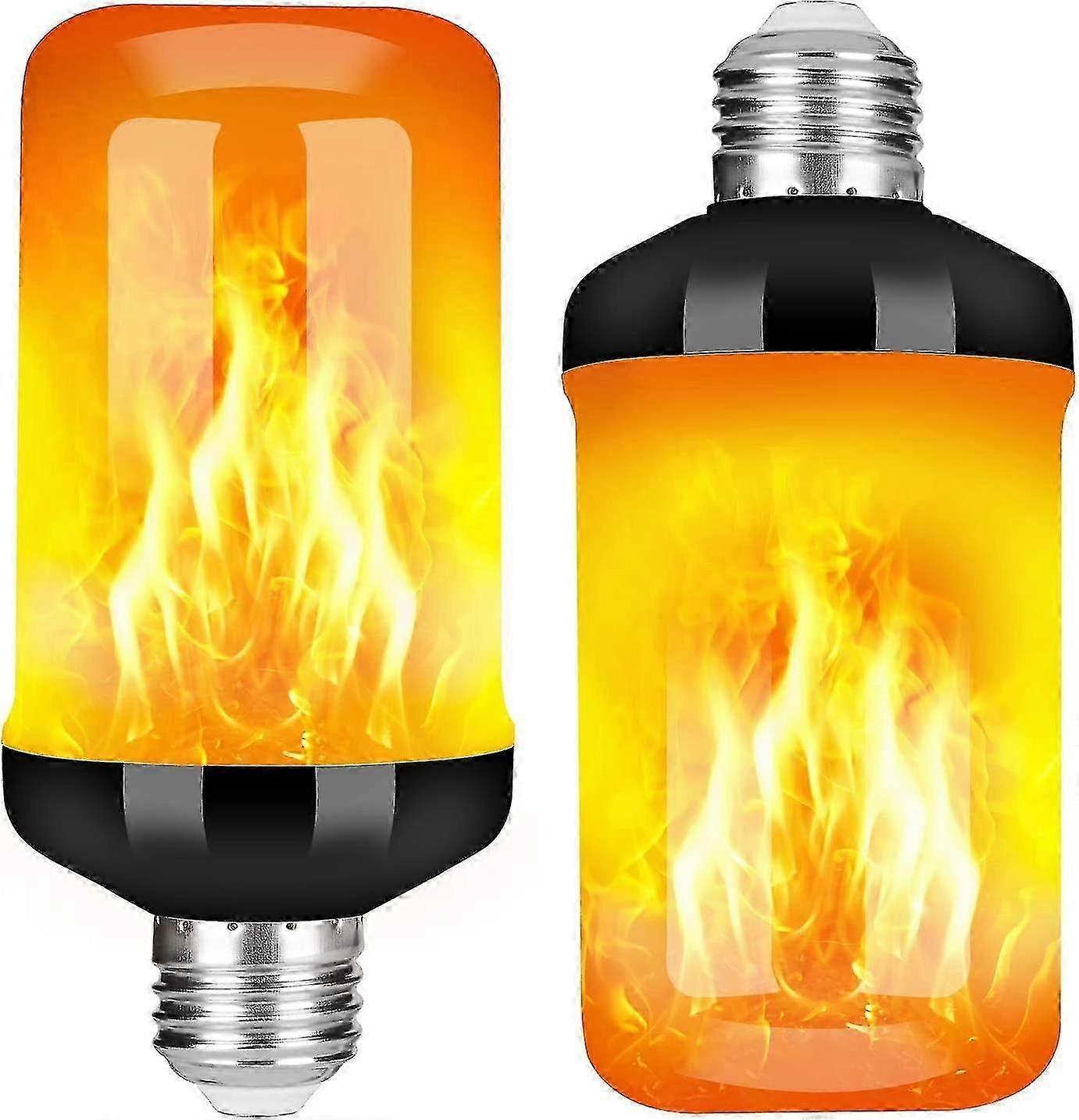 Led Flame Effect Fire Light Bulb, Upgraded 4 Modes Flickering Fire Christmas Decorations Lights, E26 Base Flame Bulb With Upside Down Effect(2 Pack)